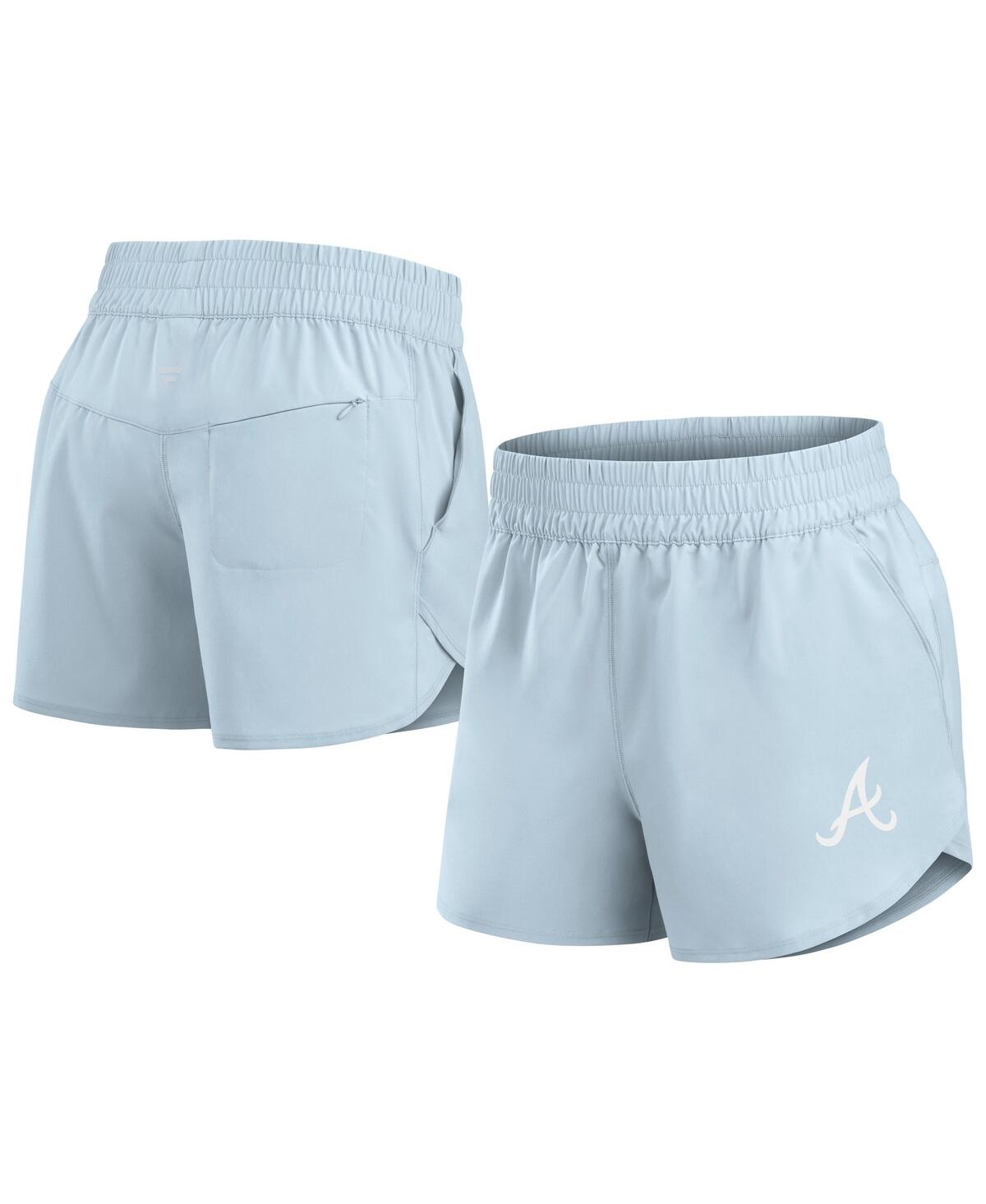 Fanatics Women's Light Blue Atlanta Braves Studio Woven Vibe Shorts In Light Blue