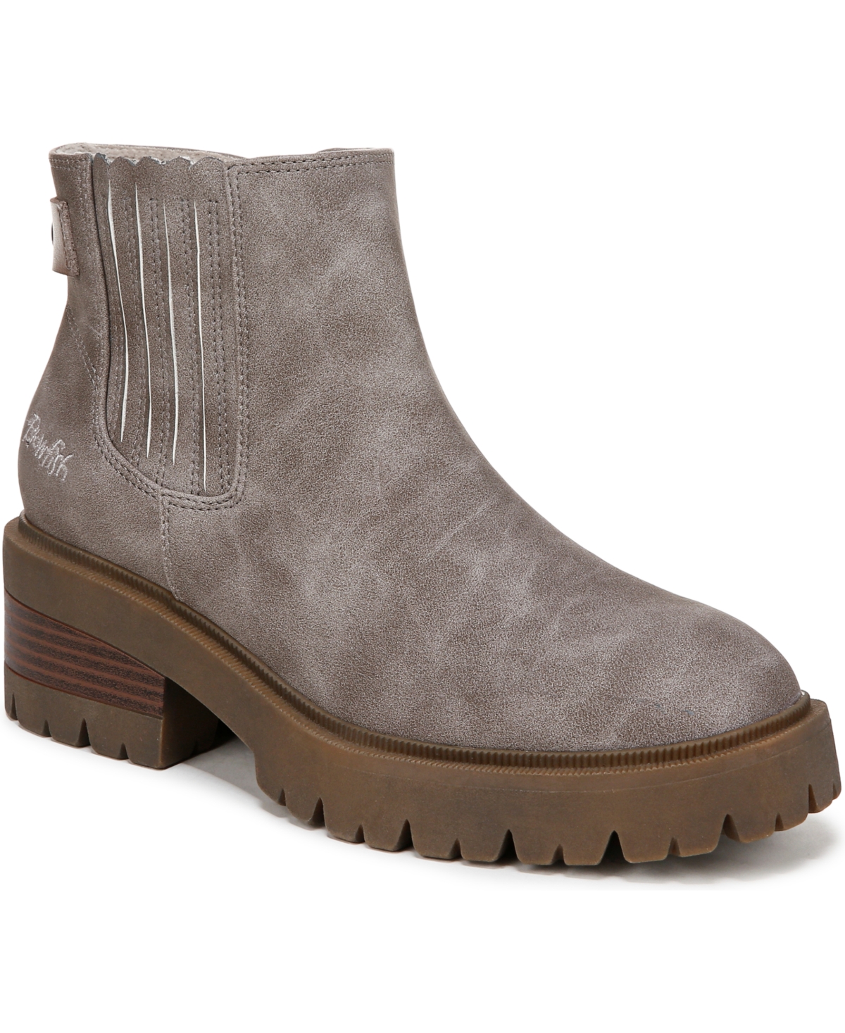 Women's Joy Lug Sole Chelsea Booties - Dark Brown Faux Leather