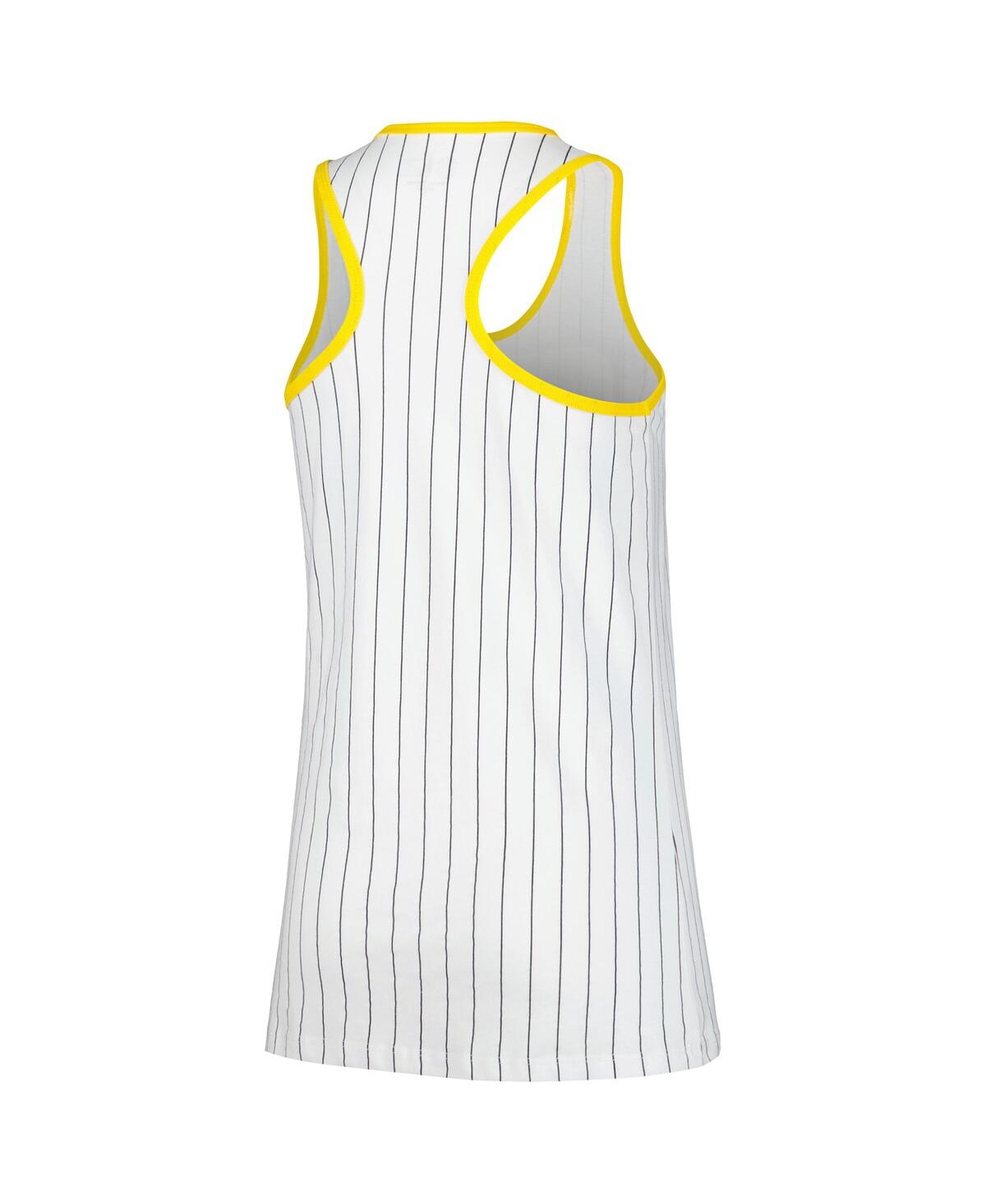 NEW ERA WOMEN'S WHITE MILWAUKEE BREWERS SEQUIN PINSTRIPE RACERBACK TANK TOP 