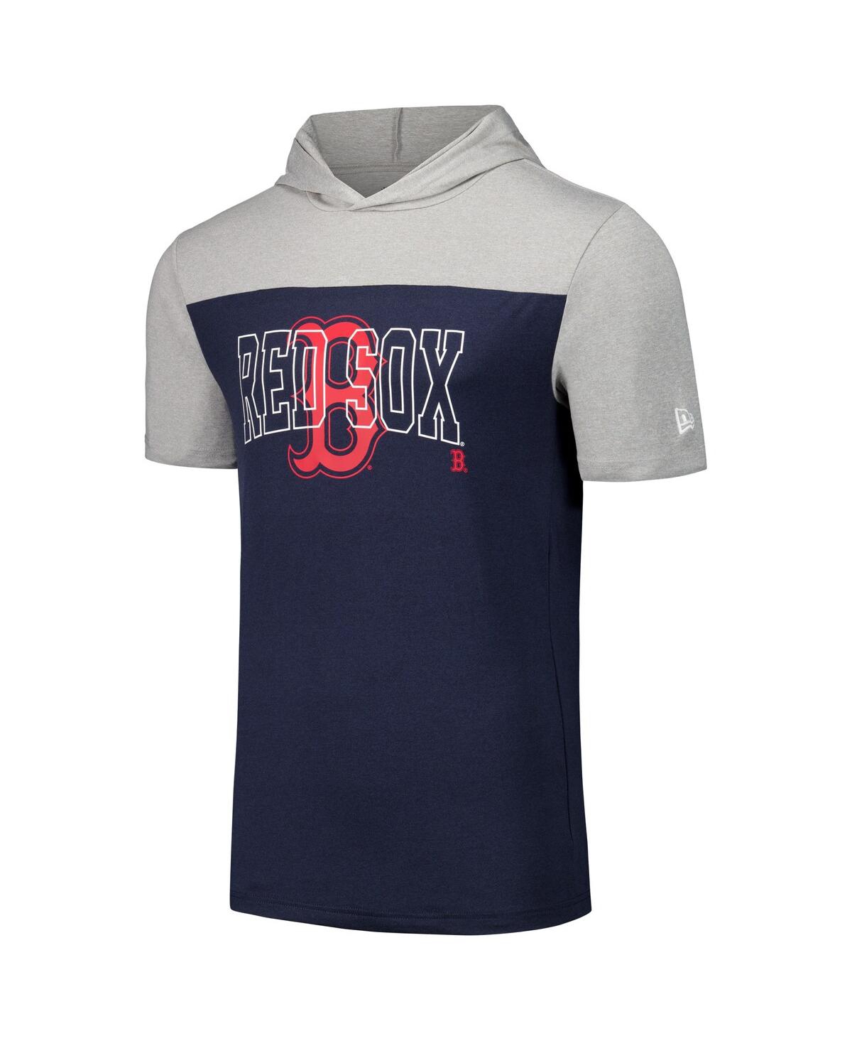 NEW ERA MEN'S NAVY BOSTON RED SOX ACTIVE BRUSHED HOODIE T-SHIRT 