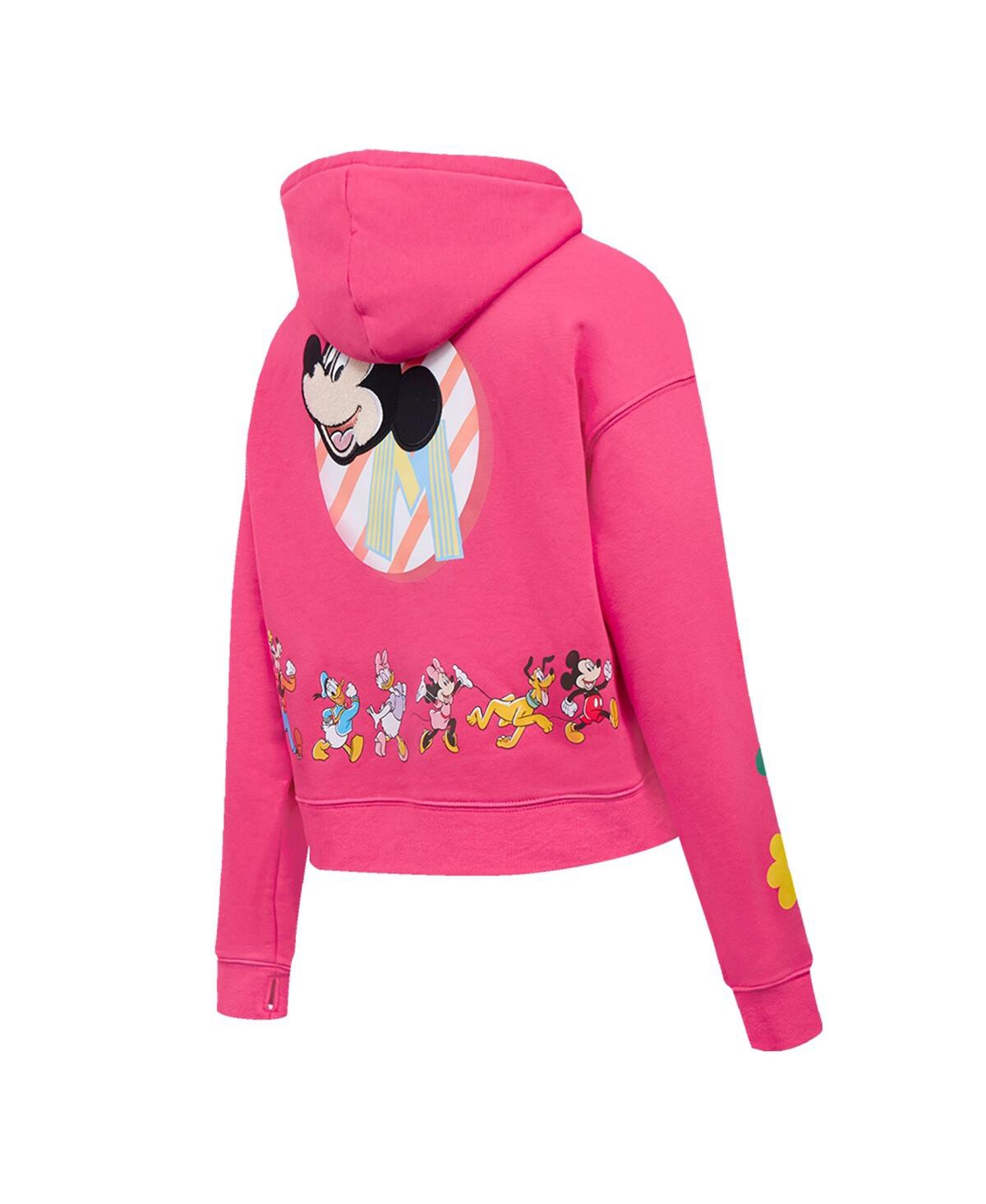 Freeze Max Women's Purple Mickey Friends Oversized Cropped Pullover Hoodie In Pink