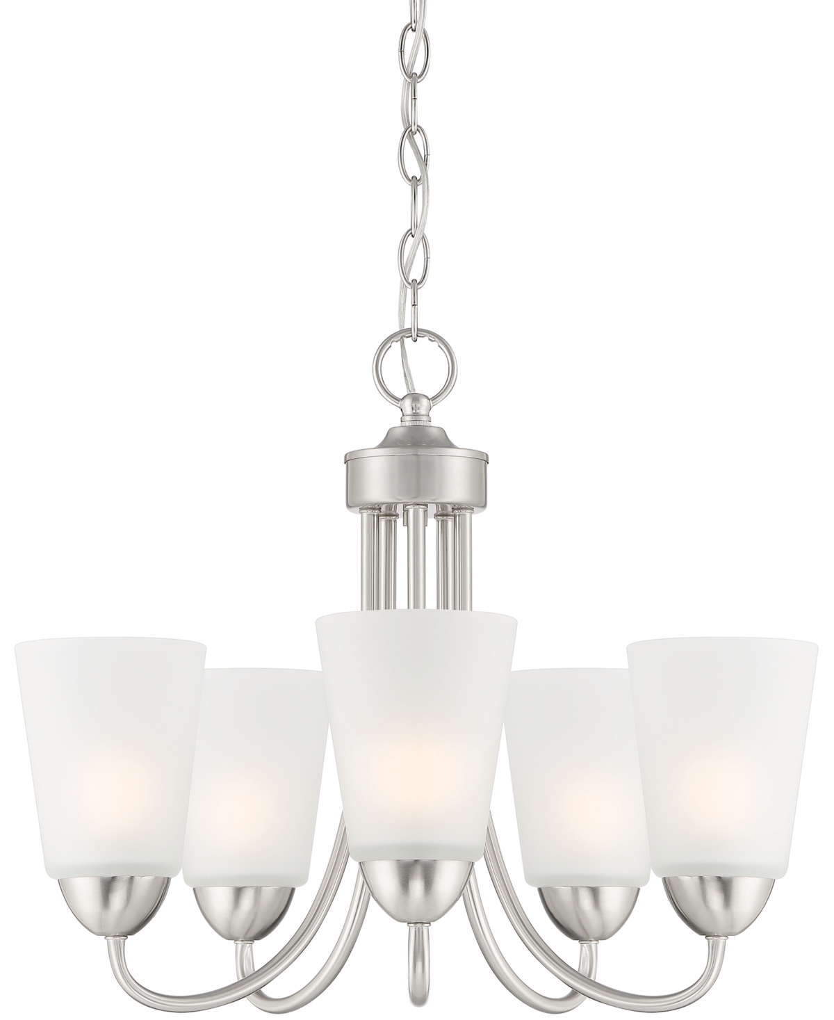 Designer's Fountain Malone 20" Metal 5 Light Chandelier In Brushed Nickel