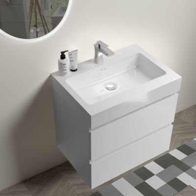  Glossy White Integrated Solid Surface Basin