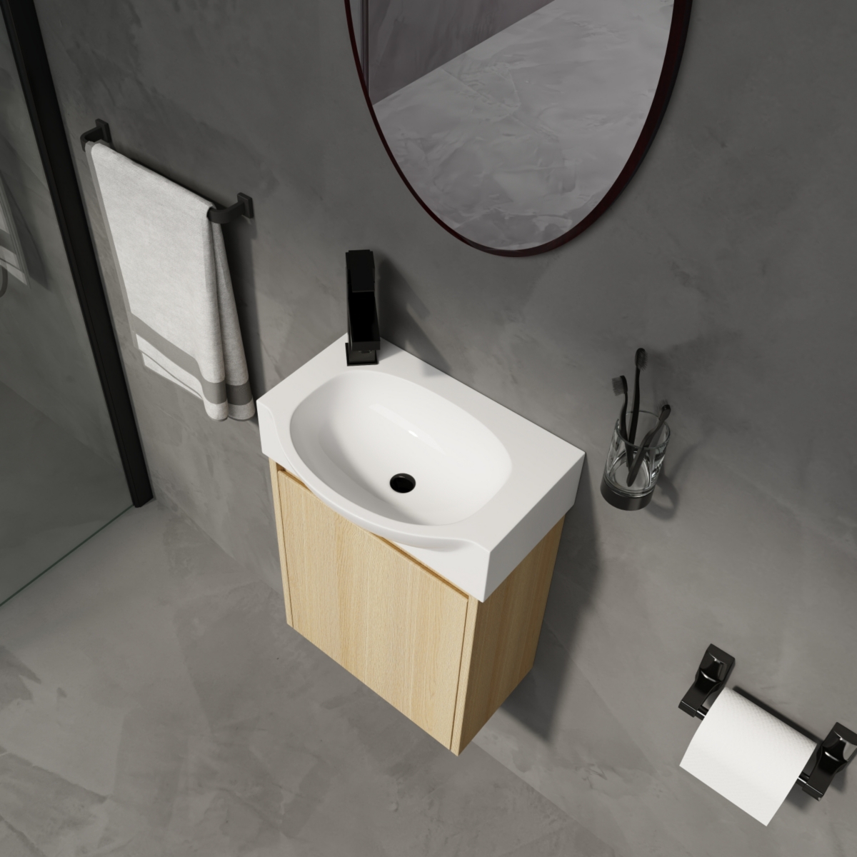 16" Space-Saving Bathroom Vanity with Sink and Storage