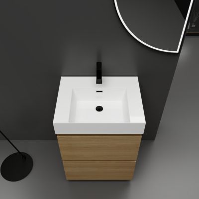 24" Engineered Wood Modern Double Drawer Cabinet Bathroom Vanity with Sink