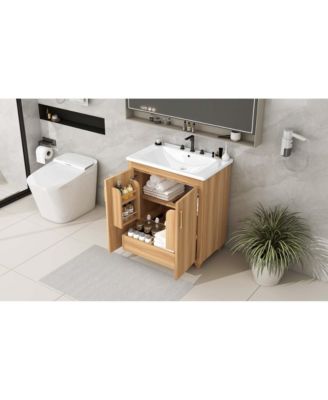 30" MDF Board Bathroom Vanity with Sink, Cabinet, and Drawer
