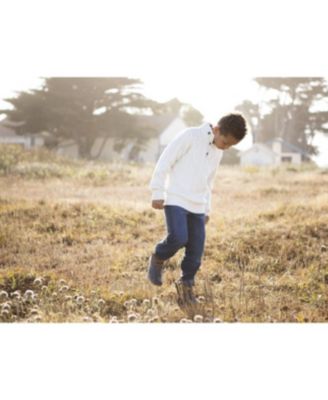 Baby Boys Organic Mock Neck Cable Sweater with Buttons