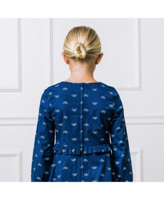 Big Girls Long Sleeve Ruffle Waist Dress