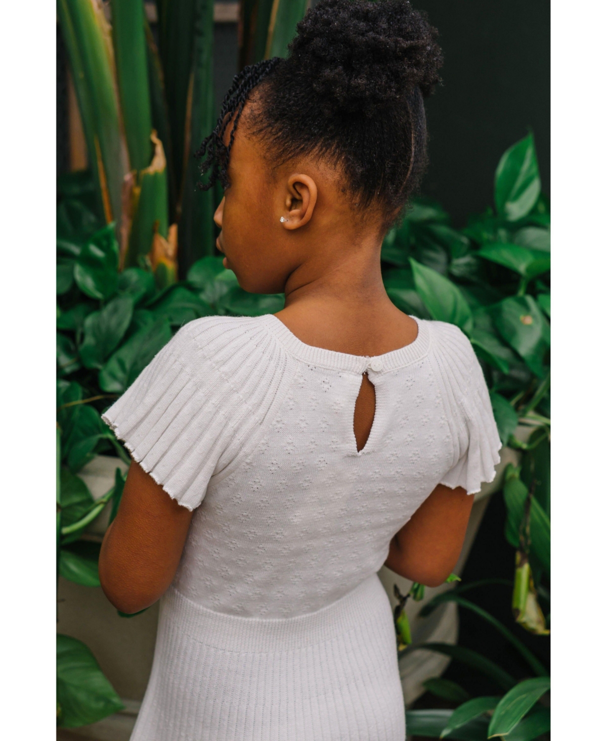 Hope & Henry Baby Girls Organic Cotton Short Flutter Sleeve Sweater Dress