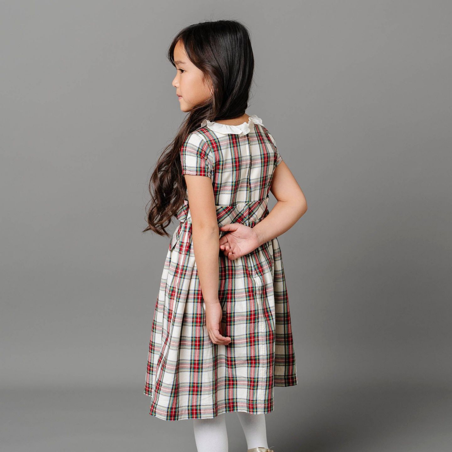 Платье Hope & Henry Short Sleeve Ruffle Collar Party Dress with Bow, Toddler Child для девочек, цвет: Слоновая кость — фото 7