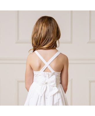 Girls' Sleeveless Special Occasion Sun Dress with Bow Back Detail and Embroidery, Toddler