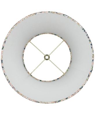 Collection Hardback Shirred Empire Lamp Shade Pink Blue Floral Medium 8" Top x 13" Bottom x 11" Slant Spider with Harp and Finial Fitting