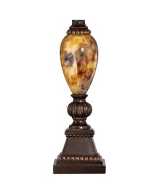 Mulholland Traditional Vintage like Table Lamp with Tabletop Dimmer 30" Tall Bronze Golden Marbleized Off White Shade for Living Room Bedroom House Bedside Nightstand Office Home - Kathy Ireland