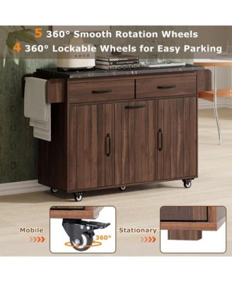 Multipurpose Kitchen Island with Tilt-Out Trash Can