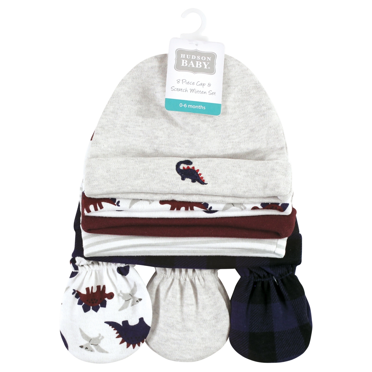Hudson Baby Boys Soft Cotton Beanie and Anti-Scratch Hand Mitts