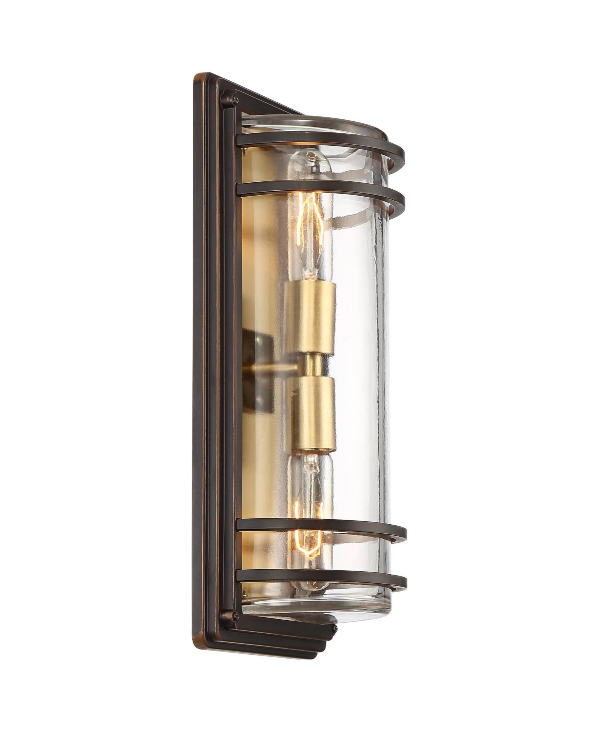 John Timberland Habitat Modern Industrial Outdoor Wall Light Fixture Bronze Warm Brass Steel Clear Glass for Exterior House Porch Patio Outside De