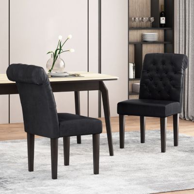 Contemporary Button Tufted Rolltop Dining Chairs