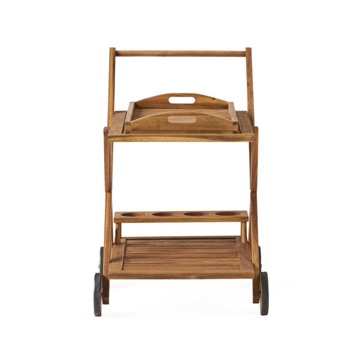 Streamdale Furniture Riviera Acacia Wood Mobile Bar Cart