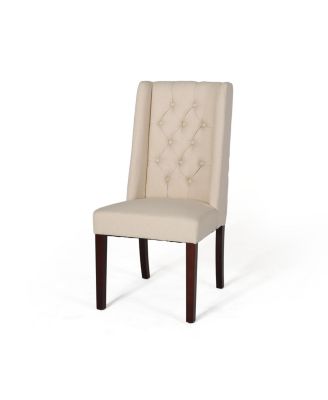 Set of 2 Fabric Sophisticated Tufted Dining Chairs With Diamond Stitching