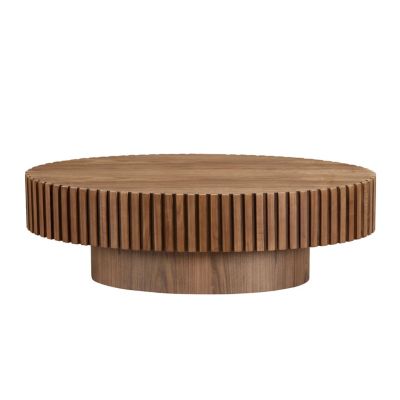 43.3" Walnut Grain MDF Pedestal Base Modern Coffee Table