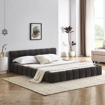 Streamdale Modern Queen Bed with Chenille Fabric and Headboard