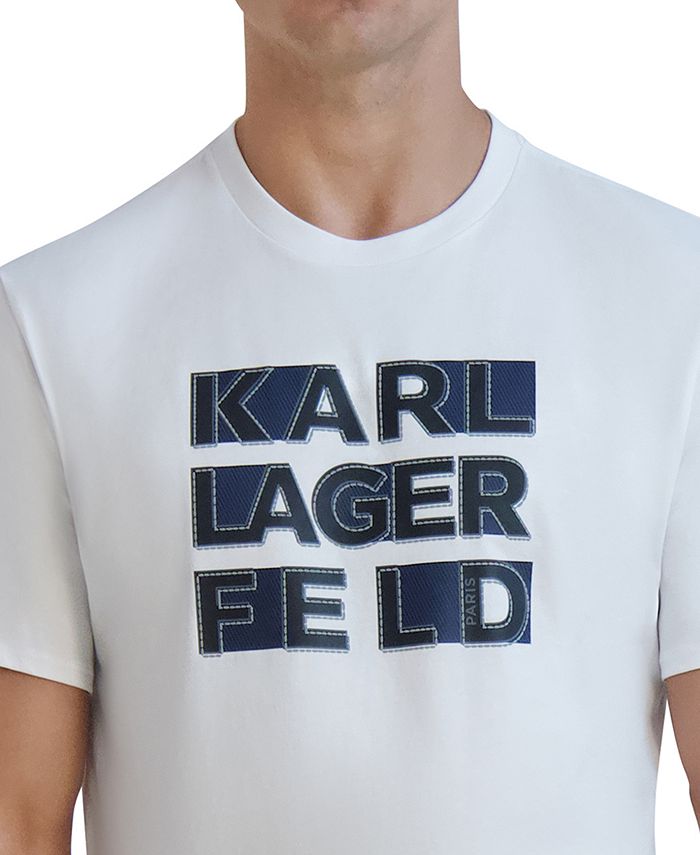 Karl Lagerfeld Paris Men's Toon Logo GraphicT-Shirt Blue Size Small
