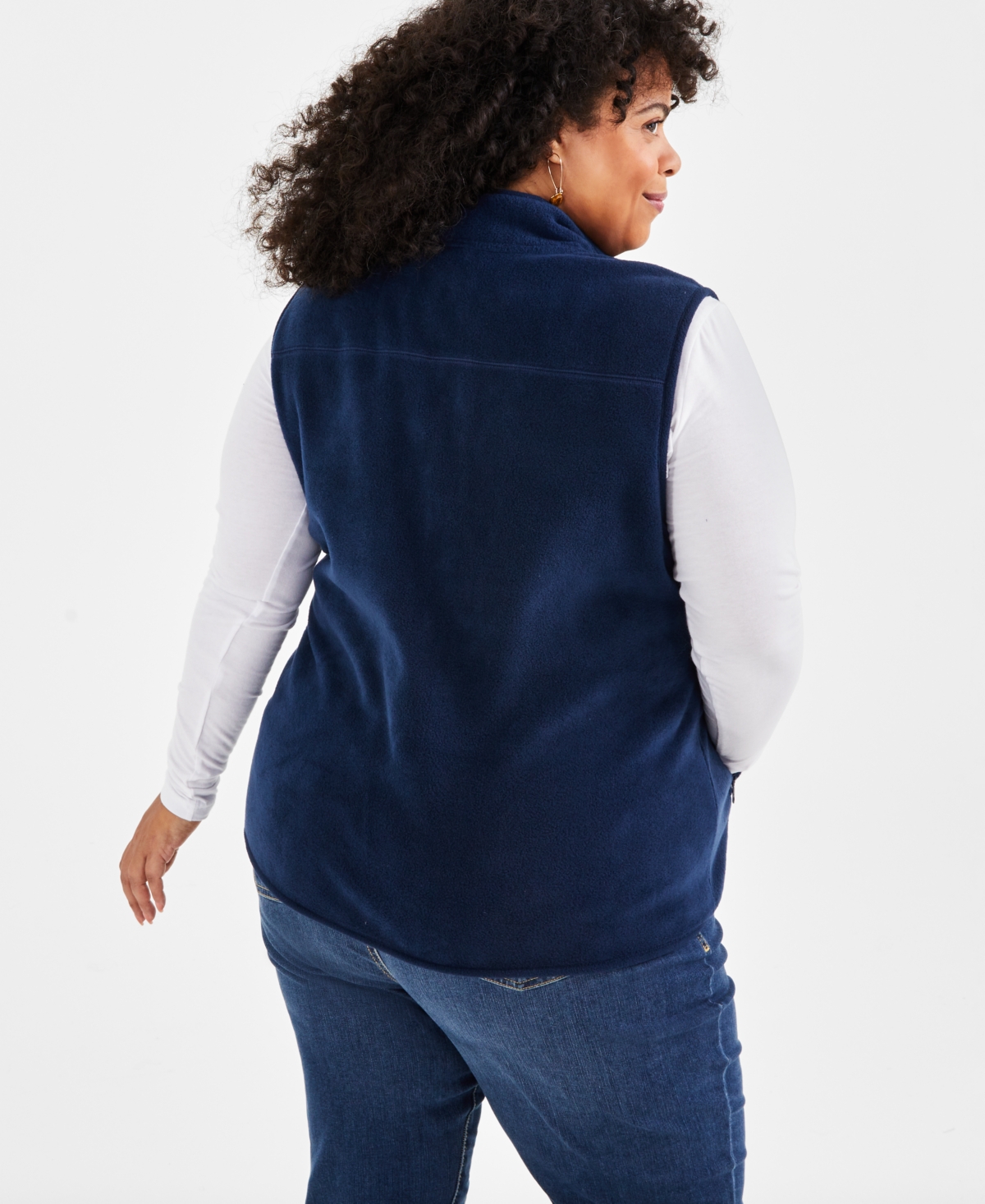 Style & Co Plus Size Solid Polar Fleece Vest, Created for Macy's
