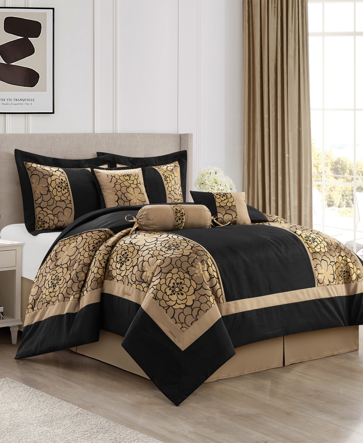 Stratford Park Sibyl Jacquard 7-pc. Comforter Set, King In Black Gold