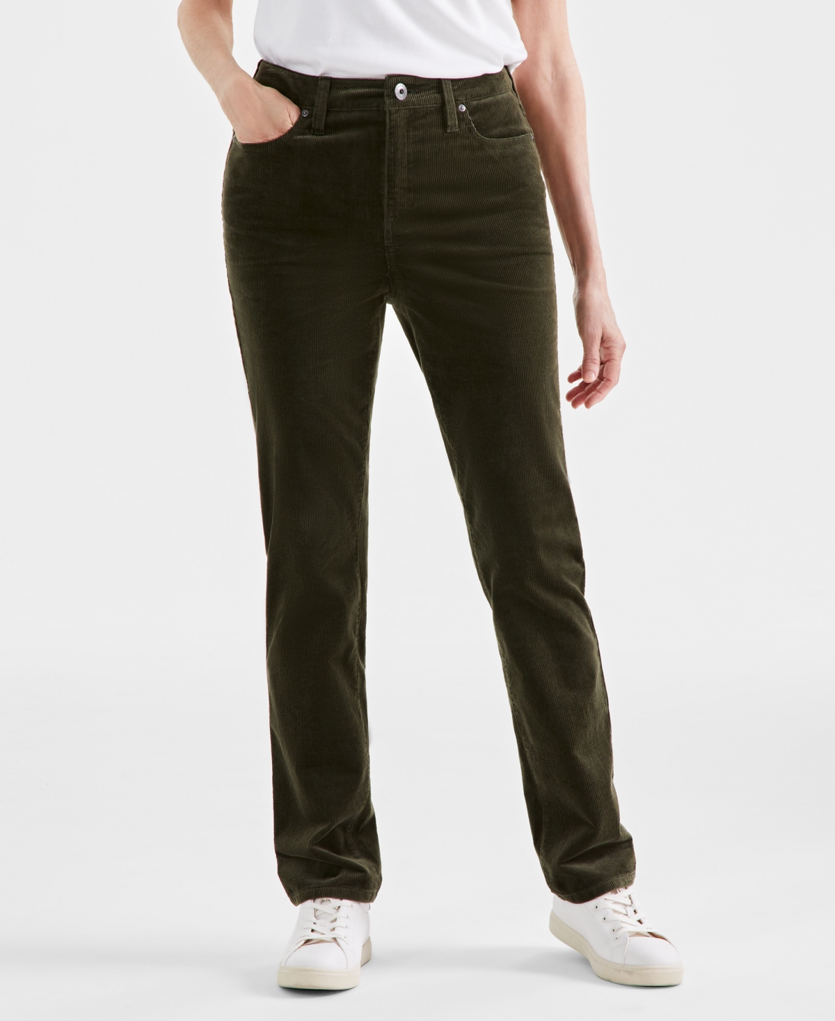 Style & Co Women's High-Rise Straight-Leg Corduroy Pants, Created for Macy's