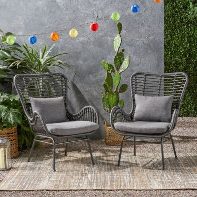 Streamdale Modern Rattan Chair With Curved Seating And Cozy Cushions