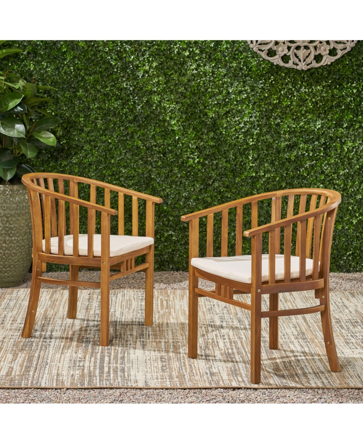 Streamdale Furniture Acacia Wood Dining Chair With Water-Resistant Cushions