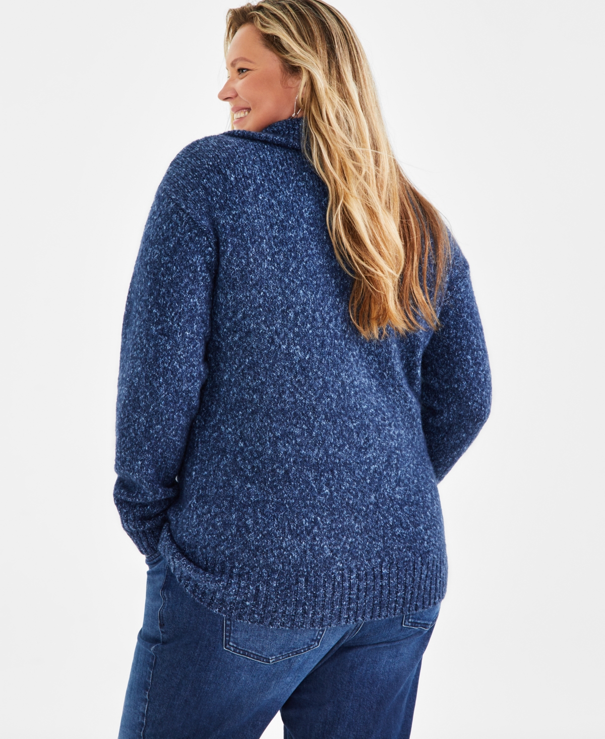 Style & Co Plus Size Funnel-Neck Zip-Up Sweater, Created for Macy's