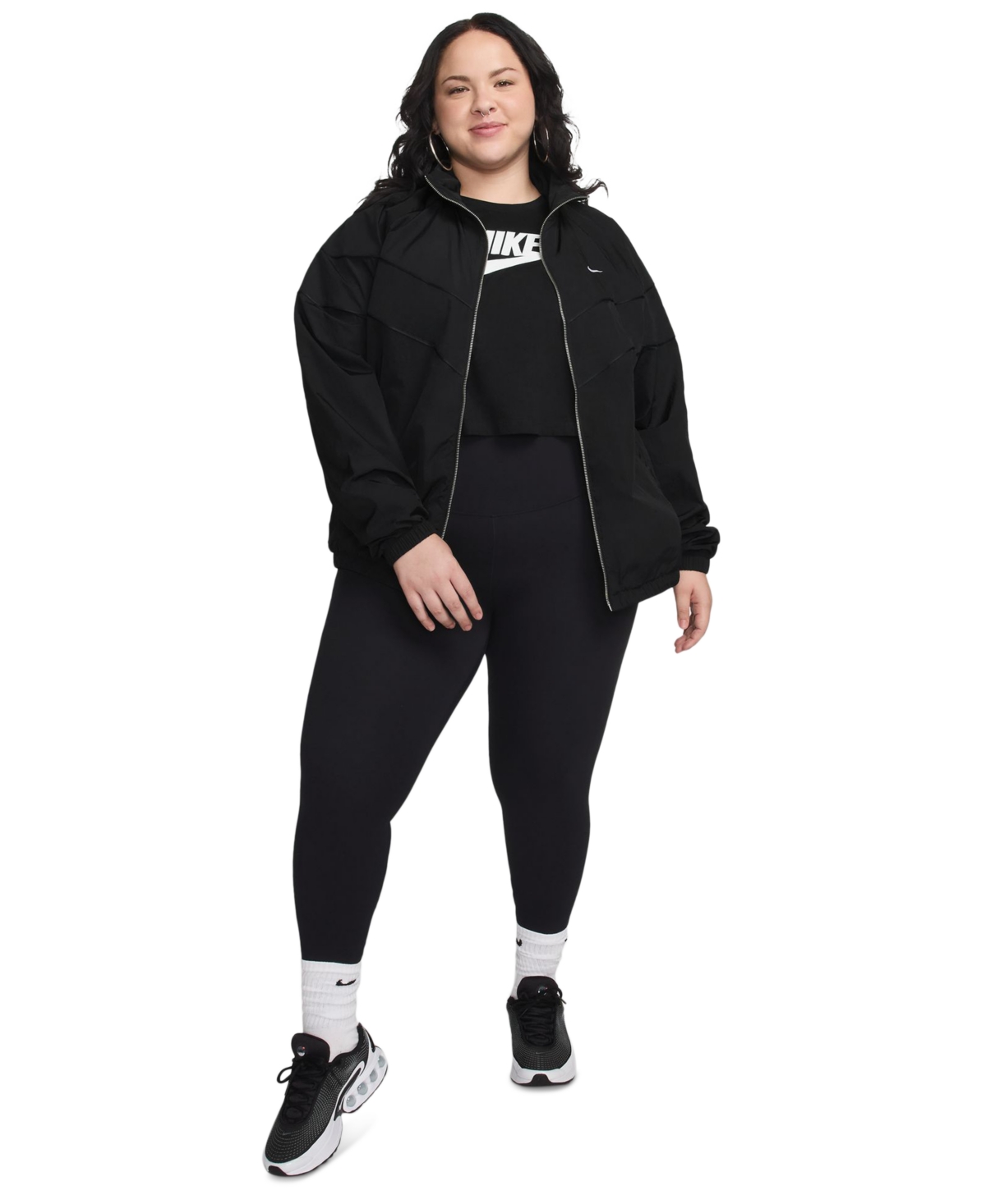 Nike Plus Size Windrunner Loose Uv Woven Full-Zip Jacket -white