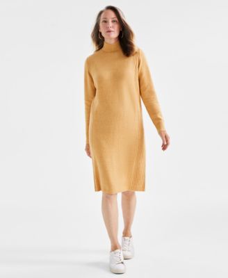 Petite Mock Neck Side Ribbed Sweater Dress Created for Macy s