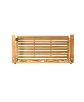 Simplie Fun Acacia Wood Porch Swing With Slat Panel Seating