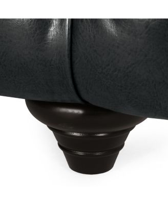 3-Seat Sofa: Button-Tufted, Solid Wood Legs, PU Fabric