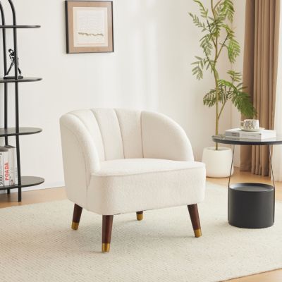 Streamdale Stylish Velvet Barrel Accent Chair with Sturdy Legs