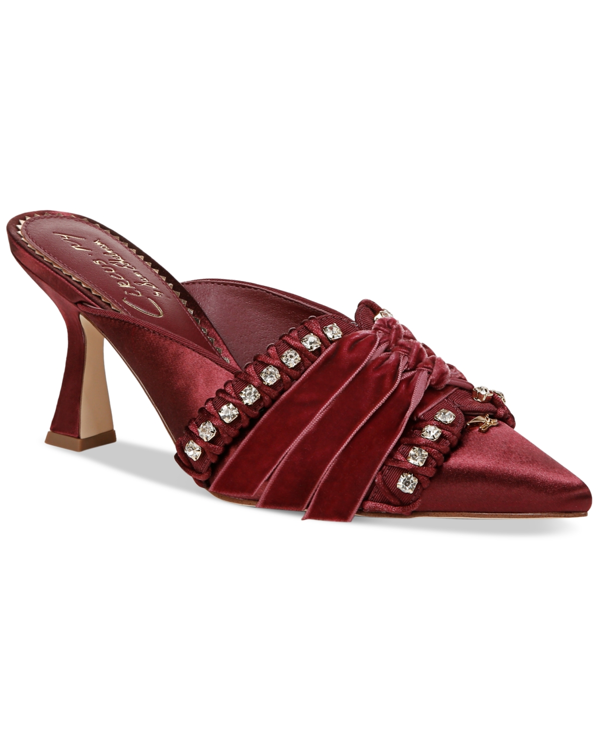 Women's Tristyn Ribbon High-Heel Dress Mules - Chianti Satin