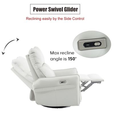 270 Power Swivel Glider Recliner with USB Ports
