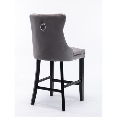 Streamdale Luxurious Velvet Barstools with Button Tufted Backrest