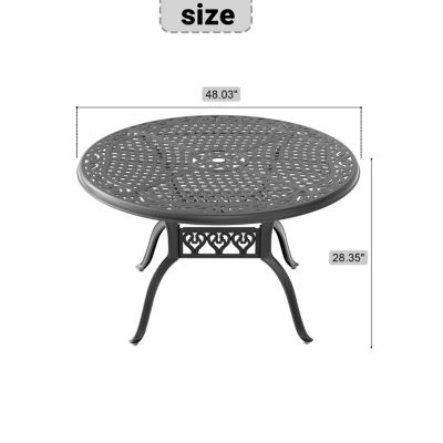 Streamdale 48" Cast Aluminum Patio Table w/ Umbrella Hole
