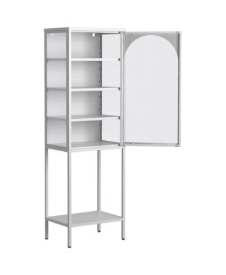 Streamdale 5-Tier Metal Glass Door Storage Cabinet with Adjustable Shelves