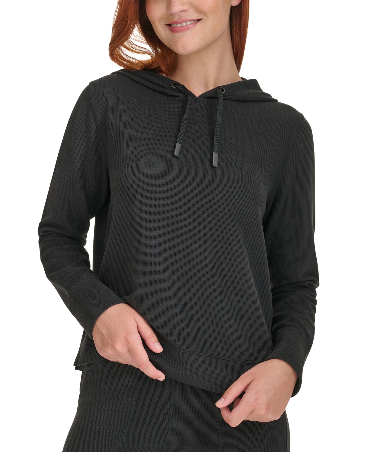 CALVIN KLEIN PERFORMANCE WOMEN'S WAFFLE-KNIT PULLOVER HOODIE 