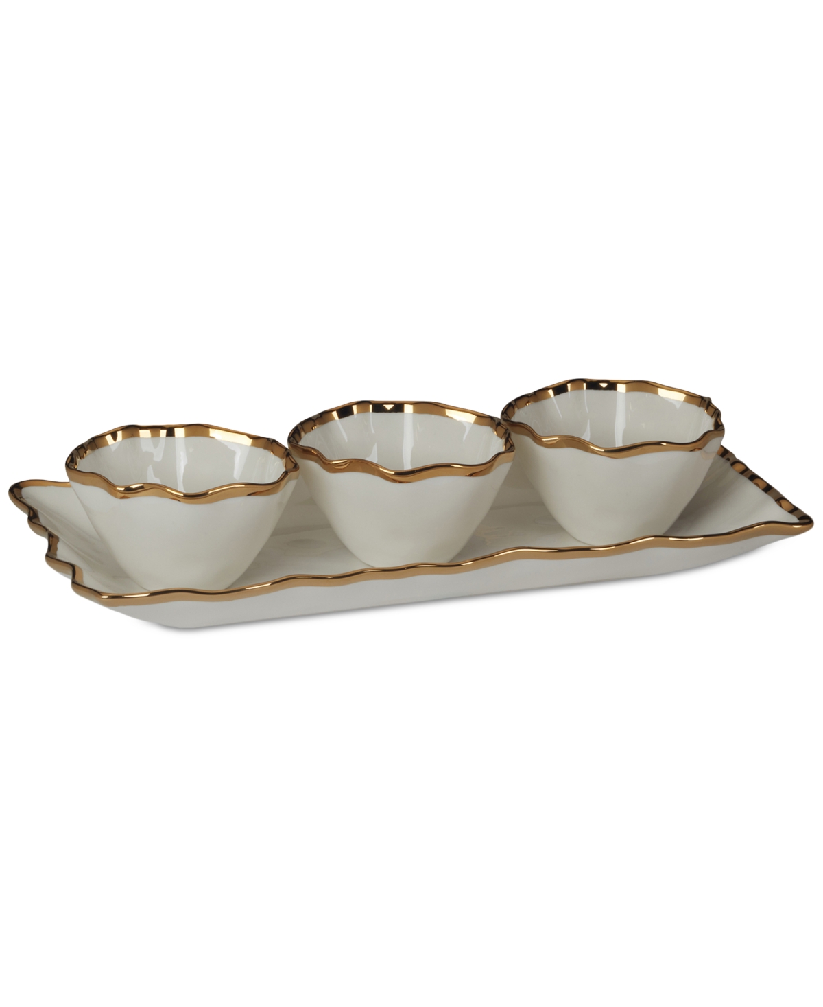 Certified International Regency 4 Pc. Tray And Condiment Bowls In Gold