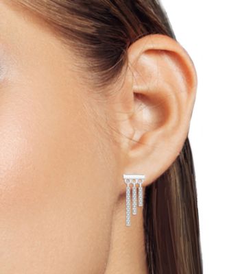 Diamond Graduated Triple Bar Drop Earrings (1/5 ct. t.w.) in Sterling Silver