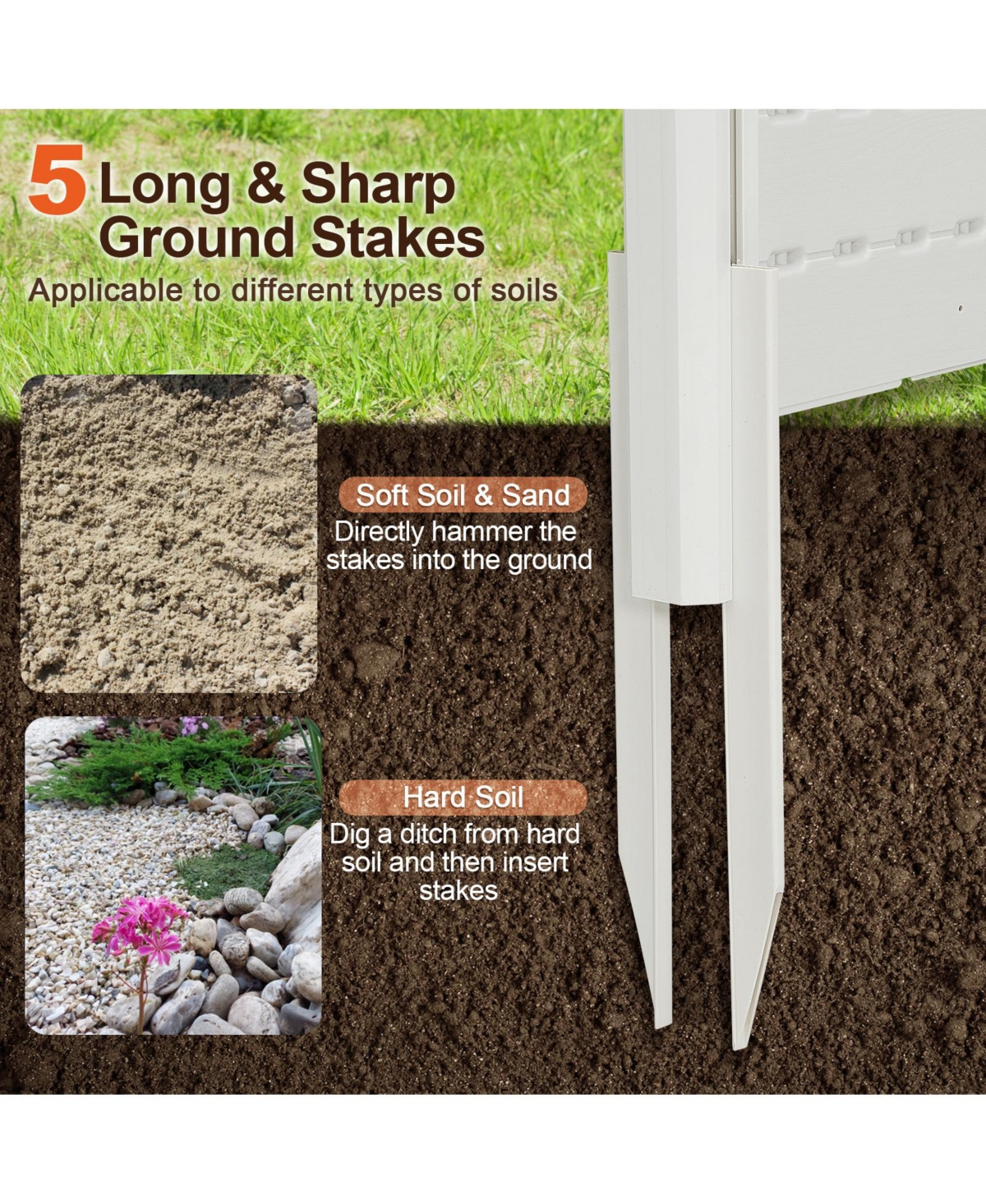 Slickblue Outdoor Privacy Fence Screen with 5 Ground Stakes for Garden Yard Patio