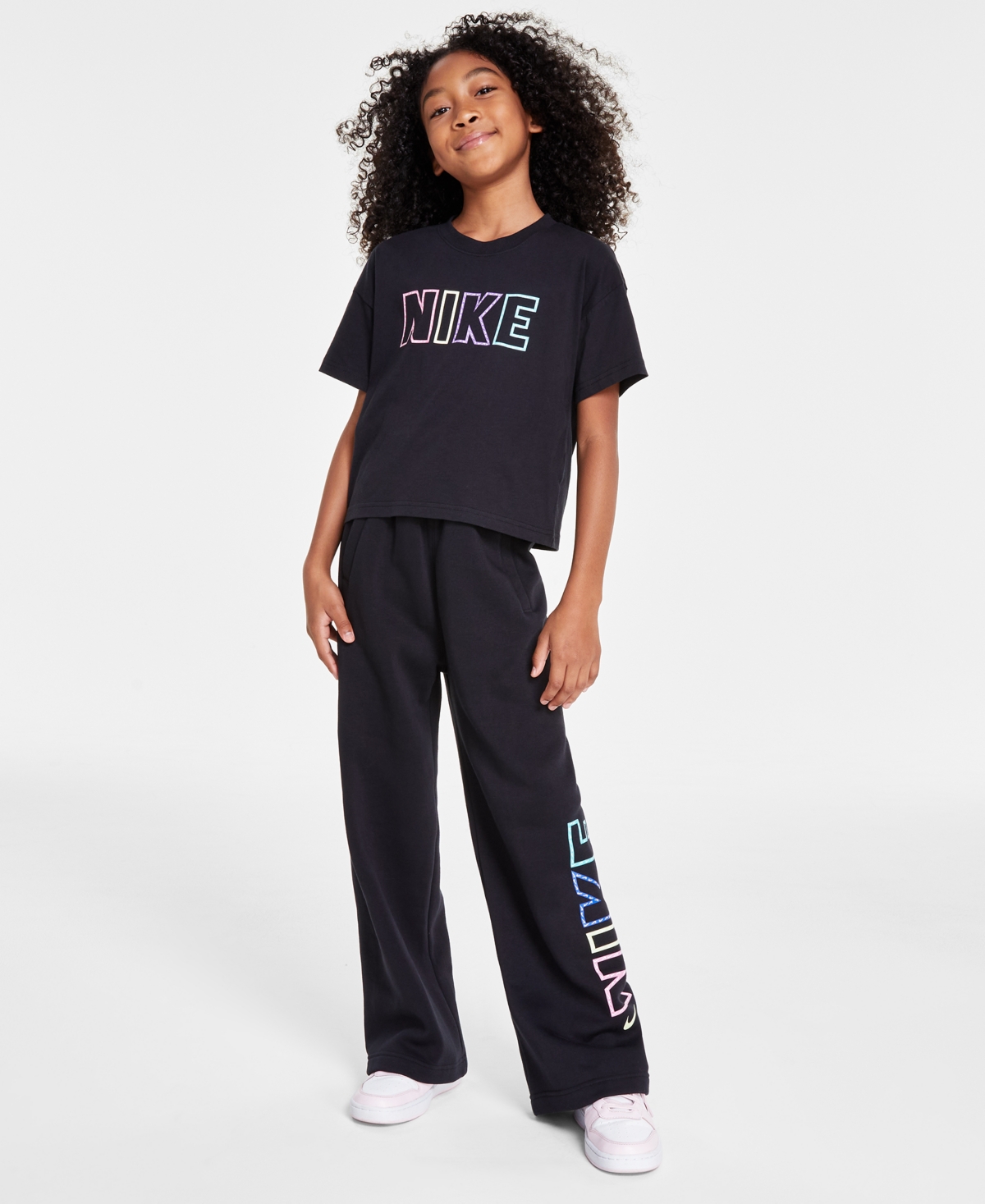 Nike Big Girls Sportswear Club Fleece Wide-Leg Sweatpants