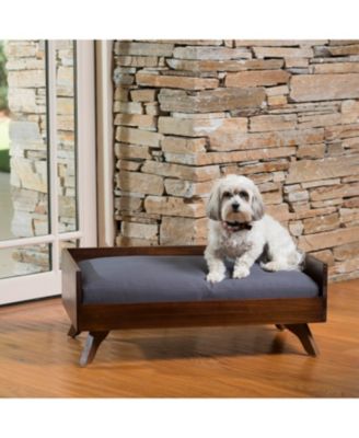 Acacia Wood Dog Bed With Water-Resistant Mattress