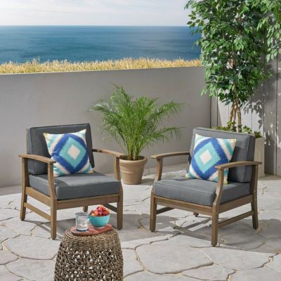 Streamdale Perla Acacia Wood Club Chair With Water-Resistant Cushion