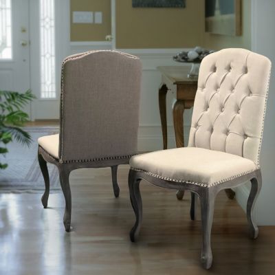 Luxurious Button-Tufted Dining Chair With Cabriole Legs